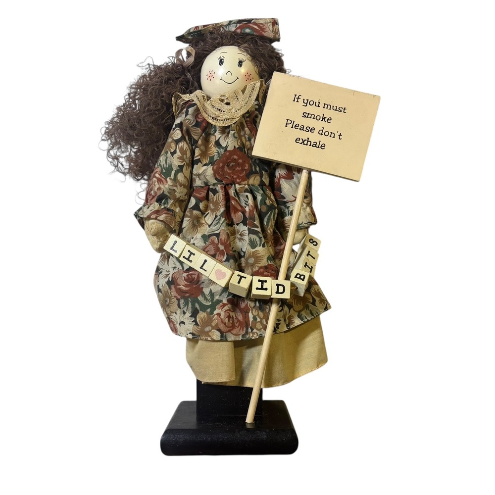 Naughty or Nice Lil Bits Doll‎ with Funny Smoking Quote Sign Home Decor